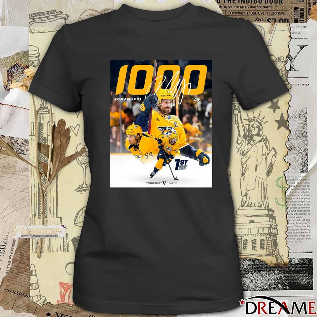 Nashville Predators Roman Josi 1000 Games Signature Poster t-shirt