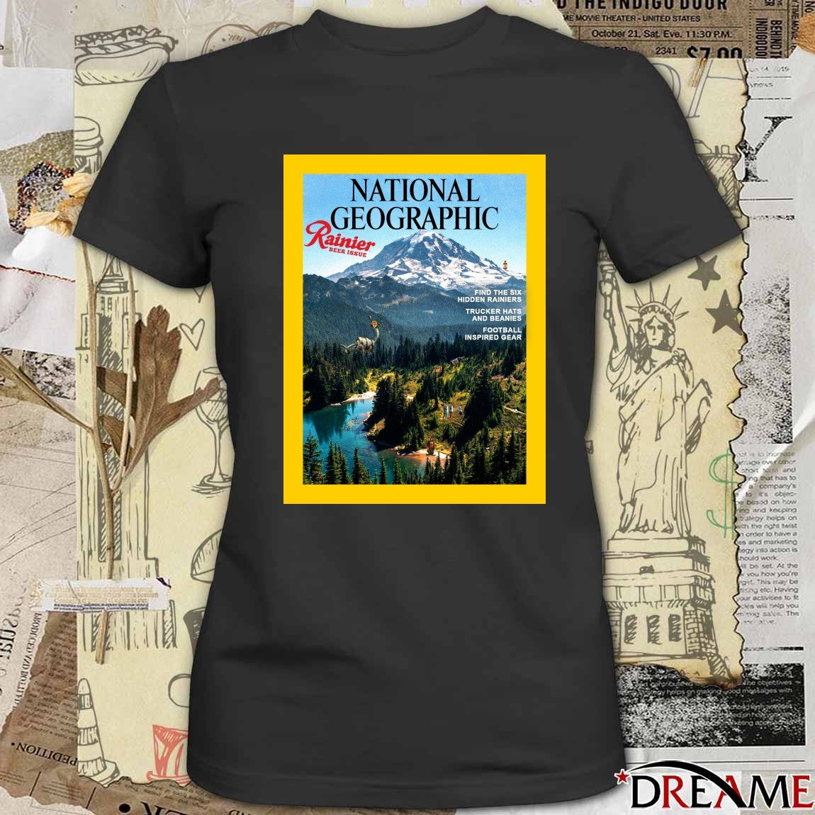 National Geographic Rainier Beer Issue Find The Six Hidden Rainiers Trucker Hats And Beanies Poster t-shirt