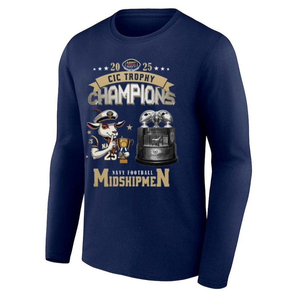 Navy Midshipmen 2025 CIC Trophy Champions Mascot Shirt
