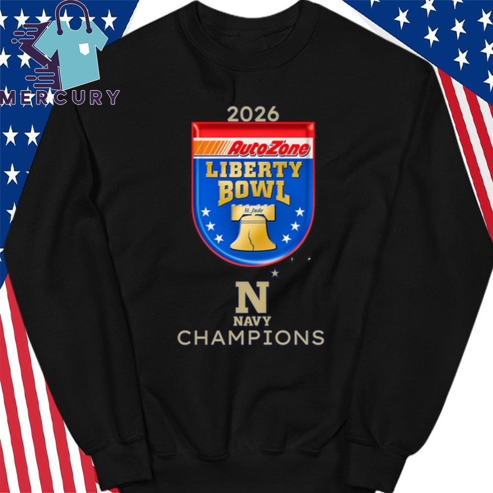 Navy Midshipmen 2026 AutoZone Liberty Bowl Champions Logo Shirt