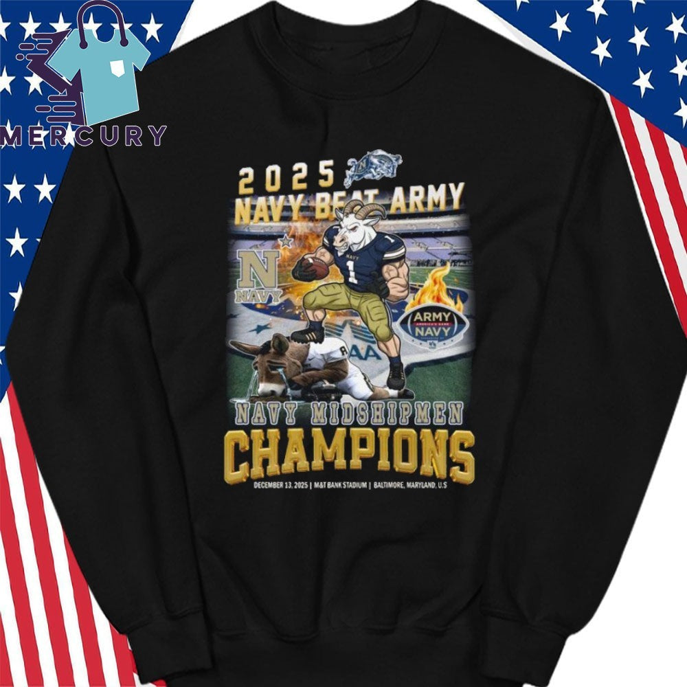 Navy Midshipmen Beat Army Black Knights 2025 CIC Trophy Champions Mascot Shirt