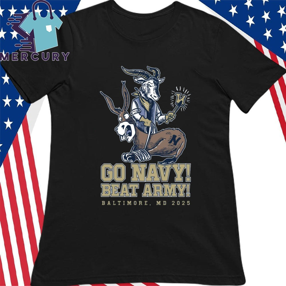 Navy Midshipmen Go Navy Beat Army Black Knights Mascot Shirt