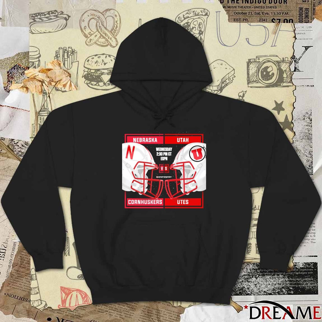 Nebraska Cornhuskers Vs Utah Utes 2025 Las Vegas Bowl Head To Head Helmets t-shirt