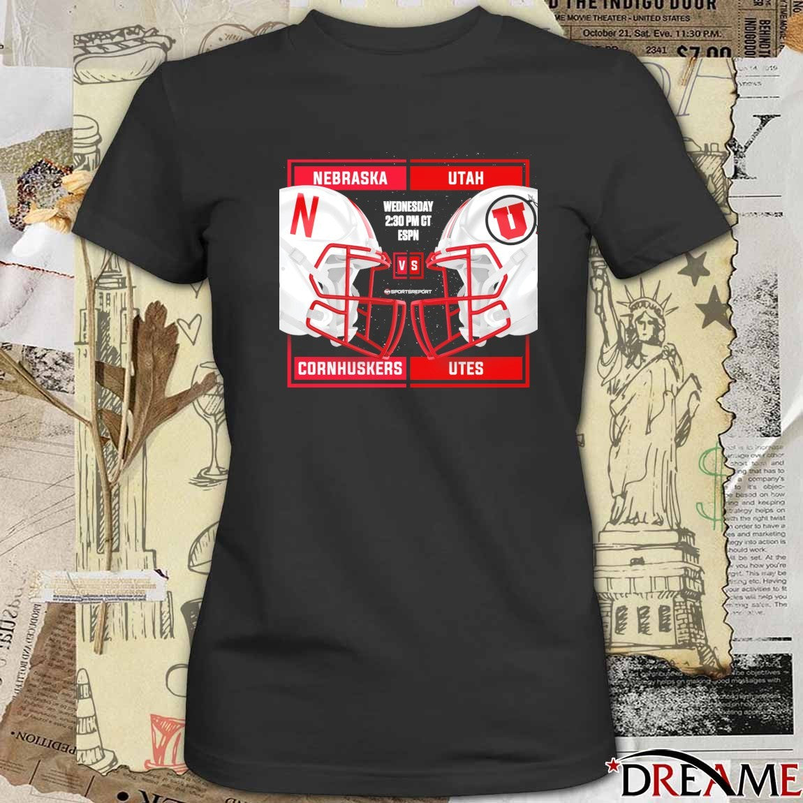 Nebraska Cornhuskers Vs Utah Utes 2025 Las Vegas Bowl Head To Head Helmets t-shirt