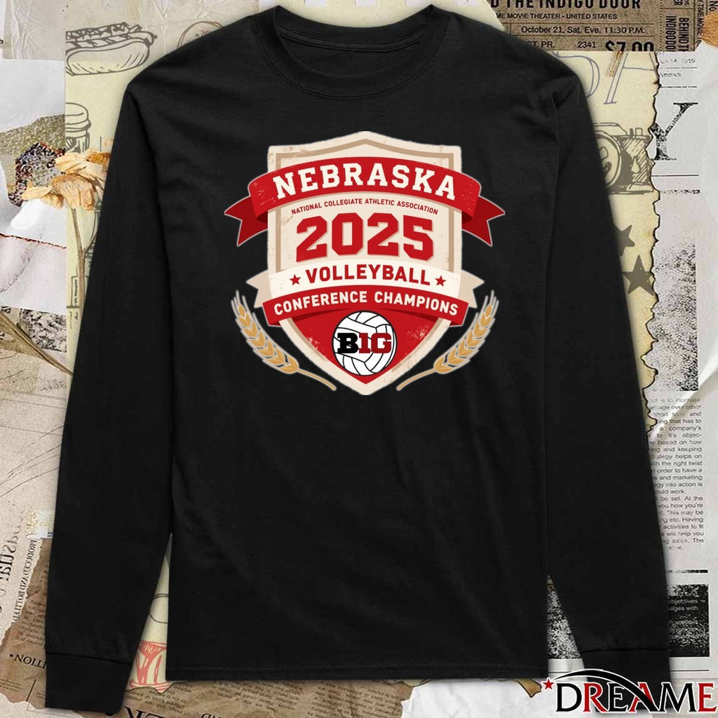 Nebraska National Collegiate Athletic Association 2025 Volleyball Conference Champions BIG Logo t-shirt