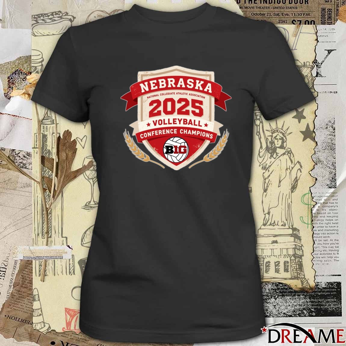 Nebraska National Collegiate Athletic Association 2025 Volleyball Conference Champions BIG Logo t-shirt