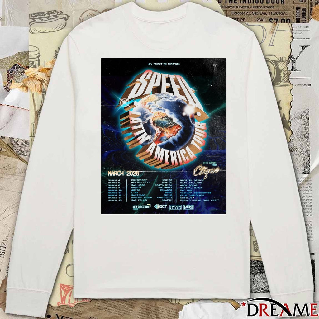 New Direction Presents Speed Latin America Tour March 4 – 15 2026 Poster t-shirt