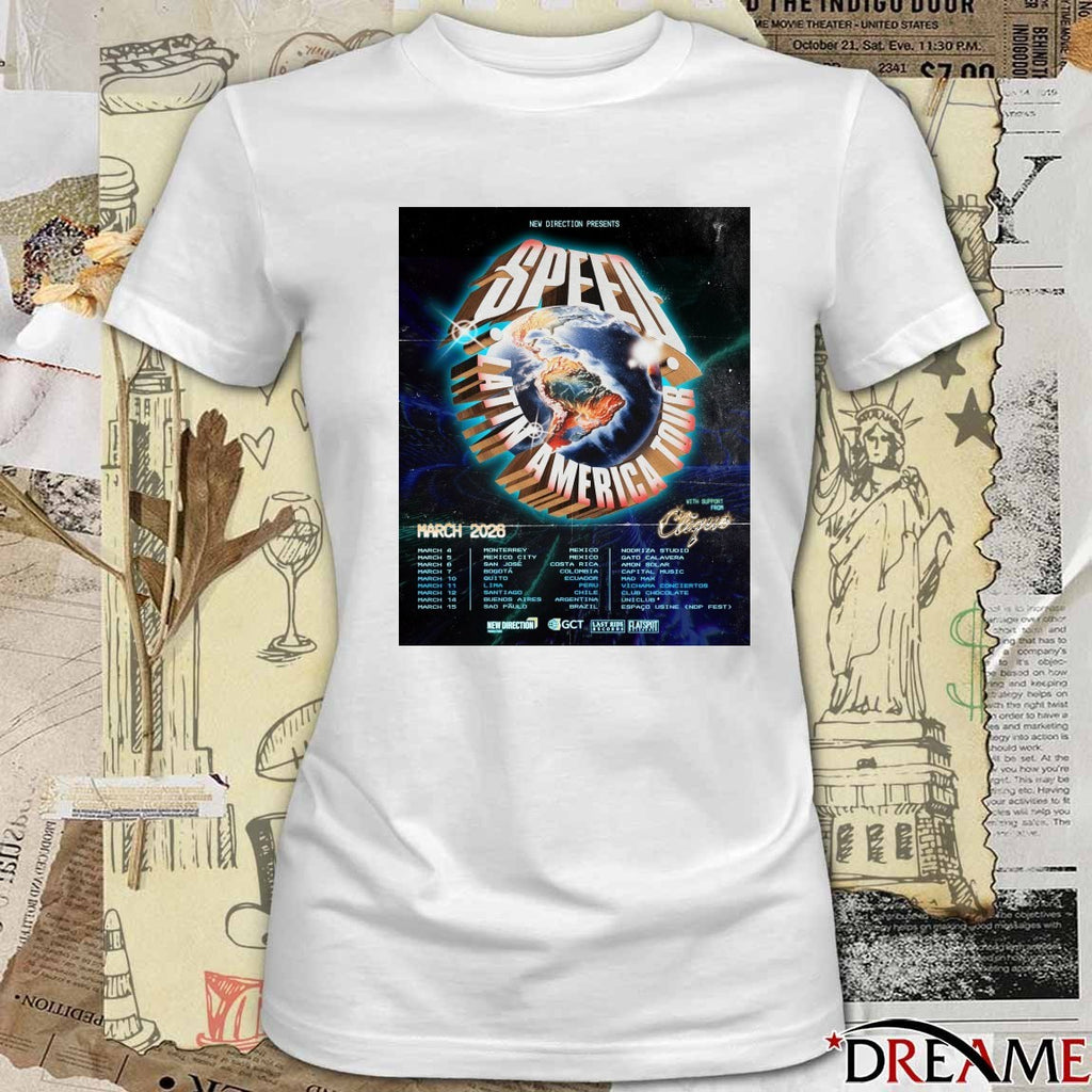 New Direction Presents Speed Latin America Tour March 4 – 15 2026 Poster t-shirt