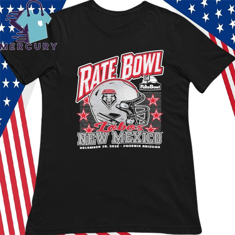 New Mexico Lobos Football 2025 Rate Bowl Helmet Shirt