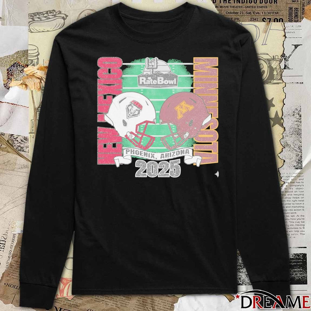 New Mexico Lobos Vs Minnesota Golden Gophers 2025 Rate Bowl Phoenix Arizona Helmets t-shirt