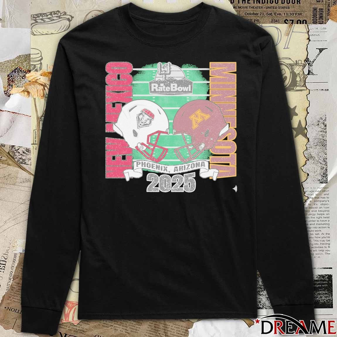 New Mexico Lobos Vs Minnesota Golden Gophers 2025 Rate Bowl Phoenix Arizona Helmets t-shirt