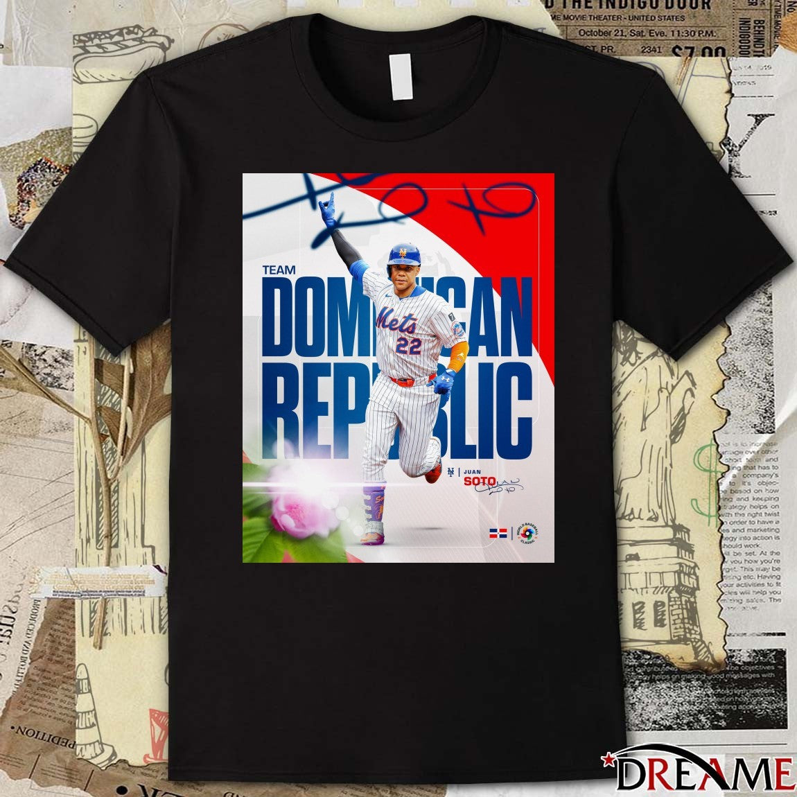 New York Mets Juan Soto Team Dominican Republic 2026 World Baseball Classic Signature Poster t-shirt