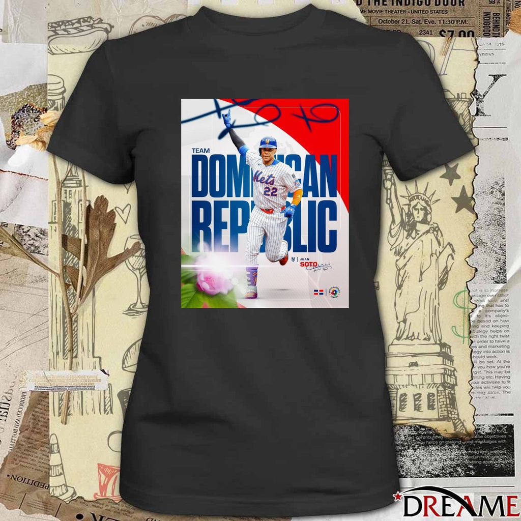 New York Mets Juan Soto Team Dominican Republic 2026 World Baseball Classic Signature Poster t-shirt