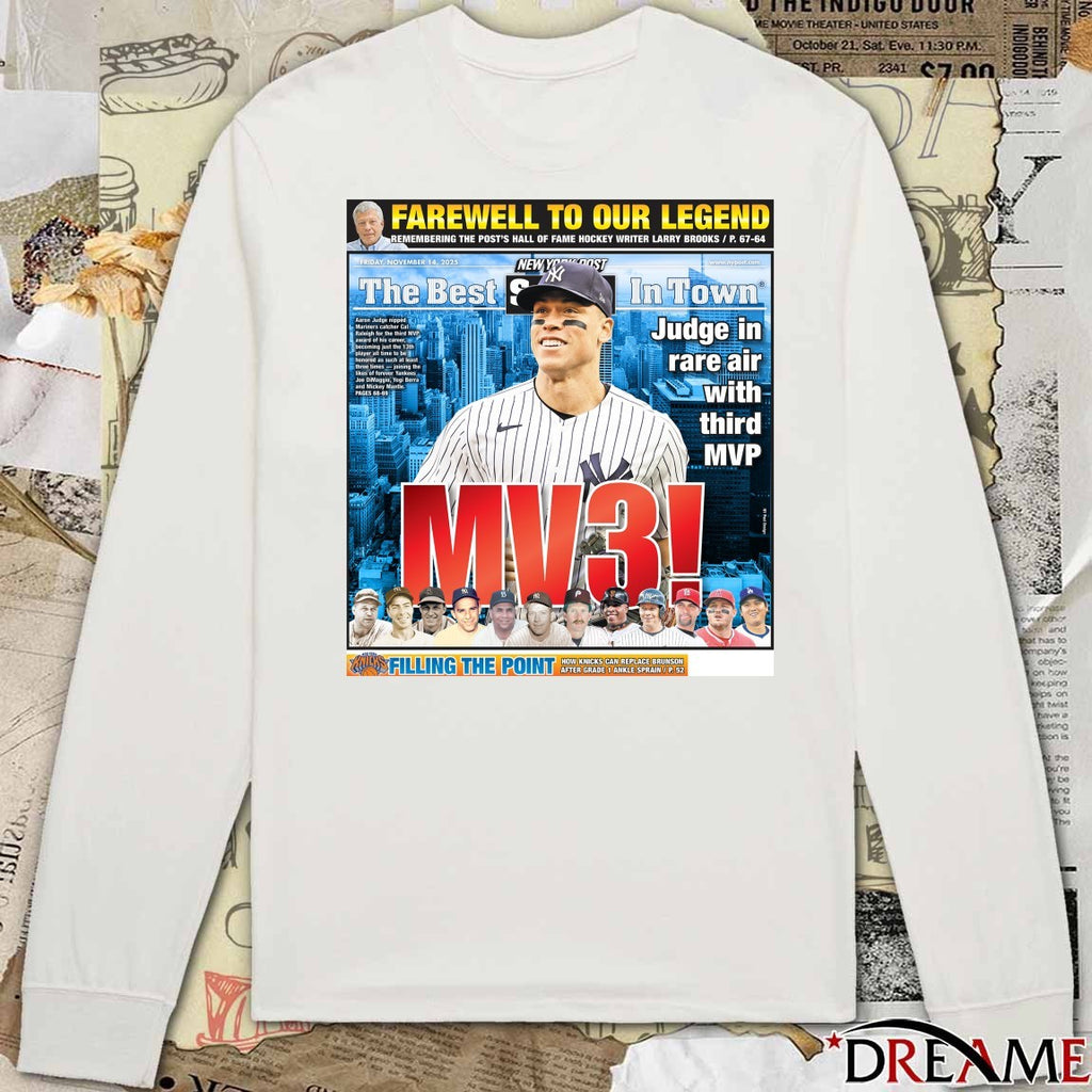 New York Post Yankees Aaron Judge MV3 The Best In Town November 14 2025 Poster t-shirt