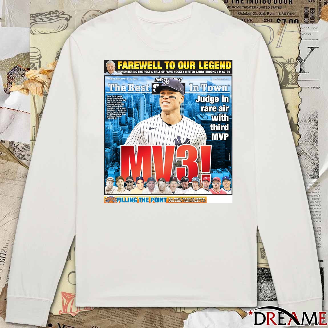 New York Post Yankees Aaron Judge MV3 The Best In Town November 14 2025 Poster t-shirt