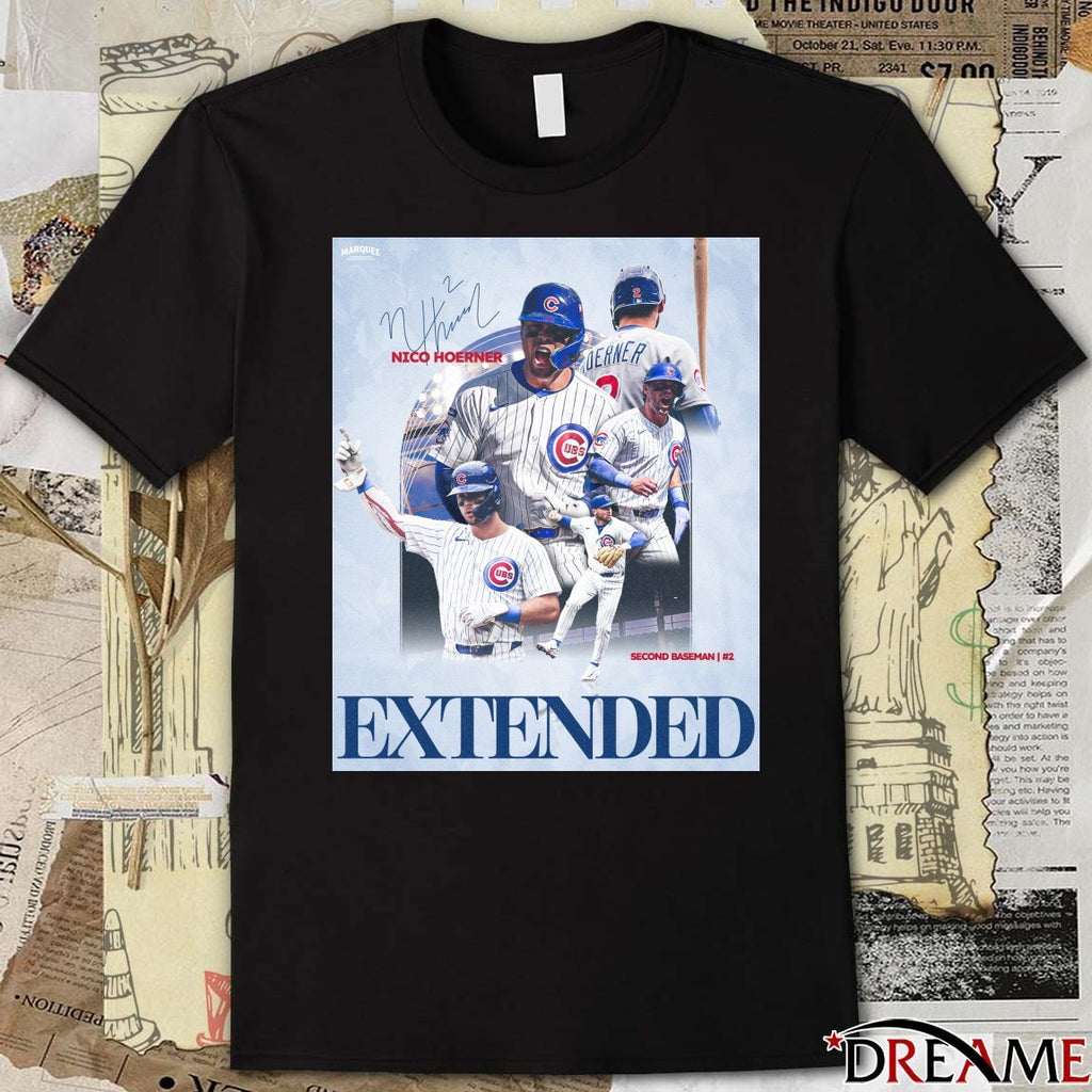 Nico Hoerner Chicago Cubs Second Baseman Extended Signature Poster t-shirt