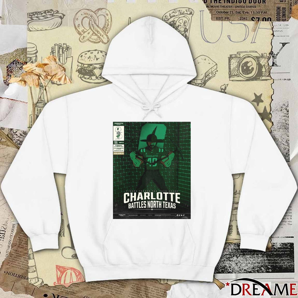 Niners Vs The Mean Green Charlotte Battles North Texas Jerry Richardson Stadium 2025 Poster t-shirt