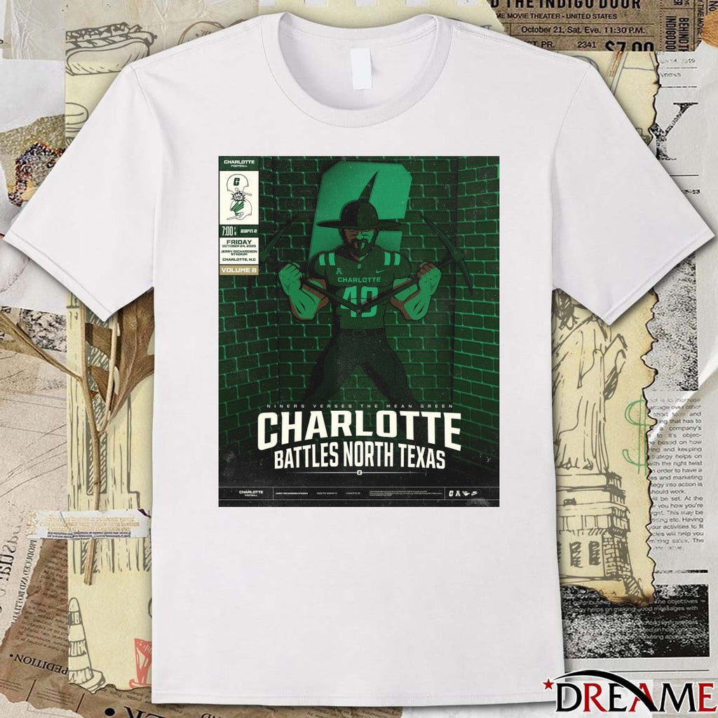 Niners Vs The Mean Green Charlotte Battles North Texas Jerry Richardson Stadium 2025 Poster t-shirt
