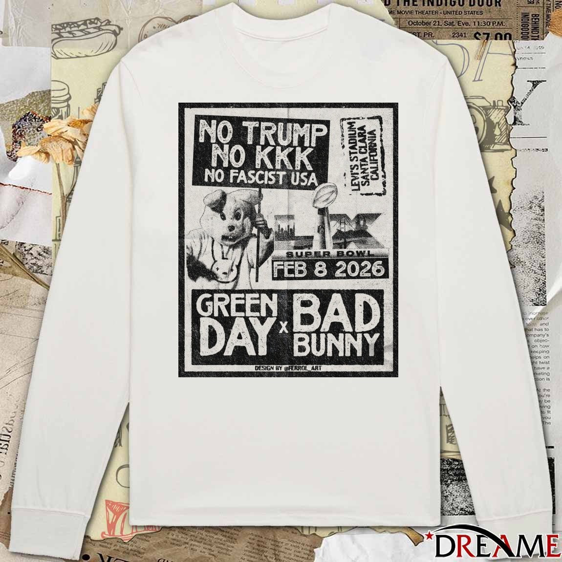 No Trump No KKK No Fascist USA February 8 2026 Green Day x Bad Bunny Poster t-shirt