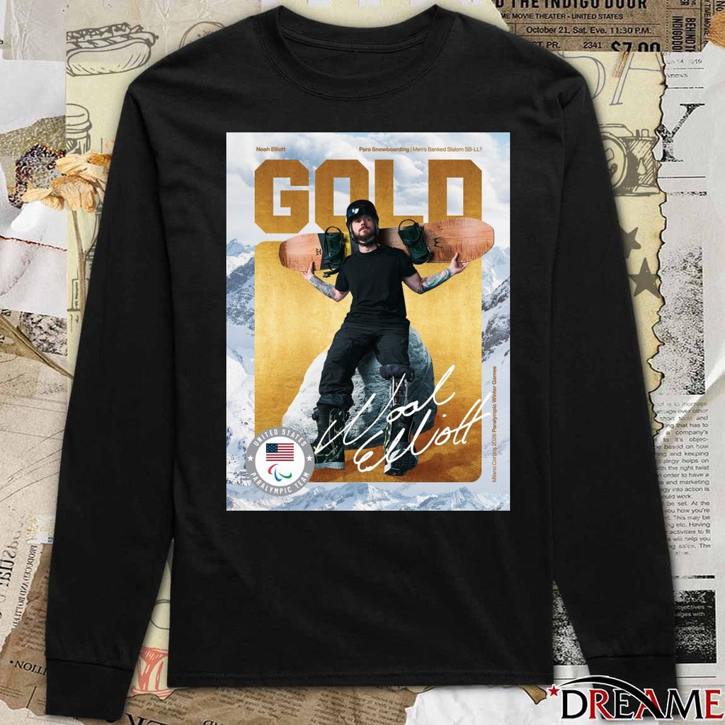 Noah Elliott Para Snowboarding Men’s Banked Slalom SB-LL1 Gold Medal 2026 Signature Poster t-shirt