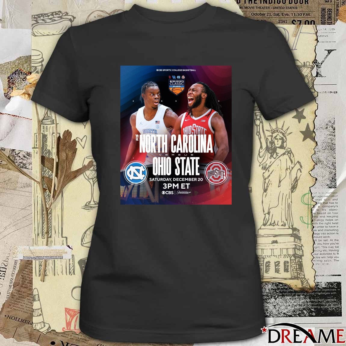 North Carolina vs. Ohio State December 20 2025 CBS Sports Classic at State Farm Arena Poster t-shirt