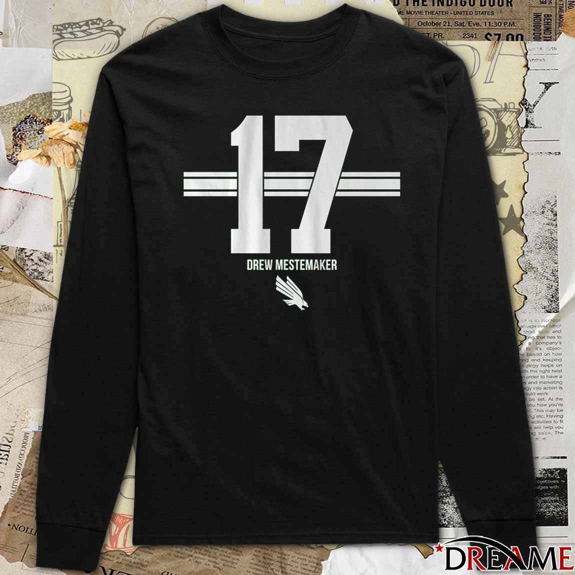 North Texas Mean Green Football Drew Mestemaker 17 Stripe t-shirt