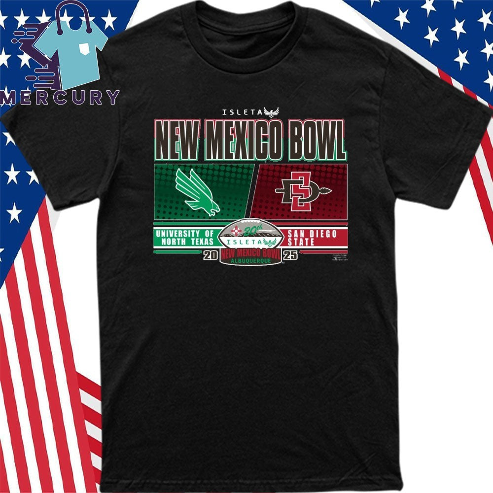 North Texas Mean Green Vs San Diego State Aztecs 2025 Isleta New Mexico Bowl Dueling Shirt