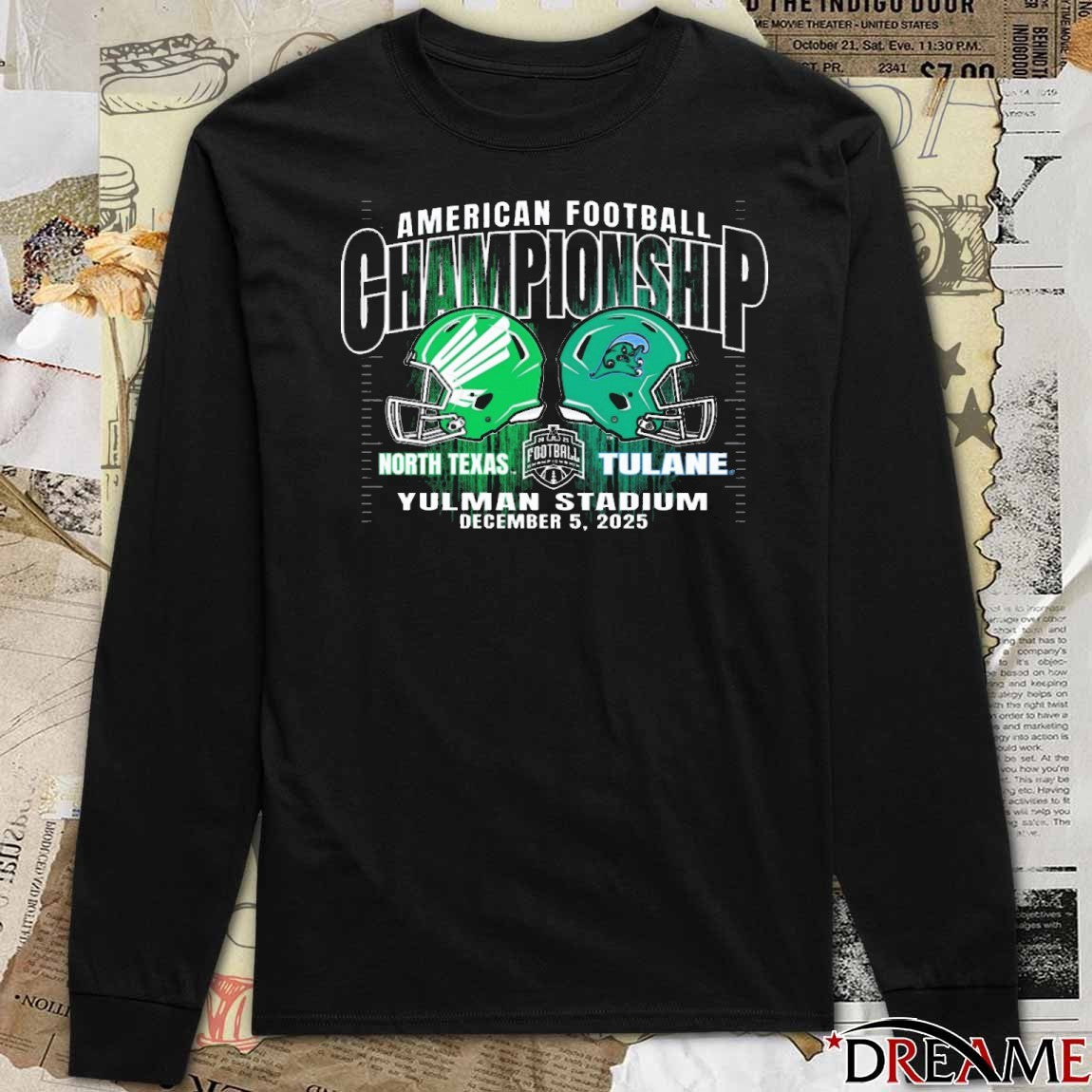 North Texas Mean Green Vs Tulane Green Wave American Football Championship Yulman Stadium December 5, 2025 Helmets t-shirt