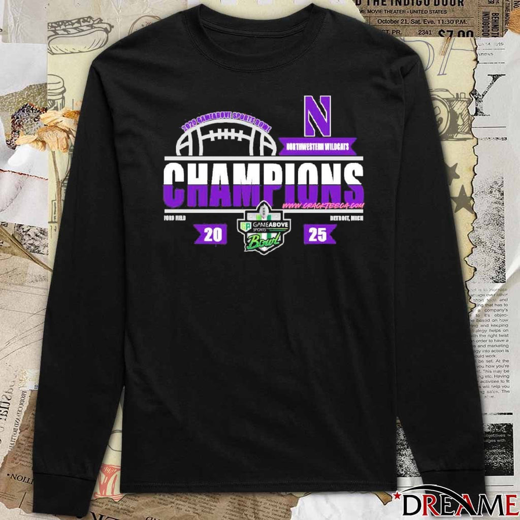 Northwestern Wildcats Football 2025 Gameabove Sports Bowl Champions At Ford Field Detroit MI t-shirt