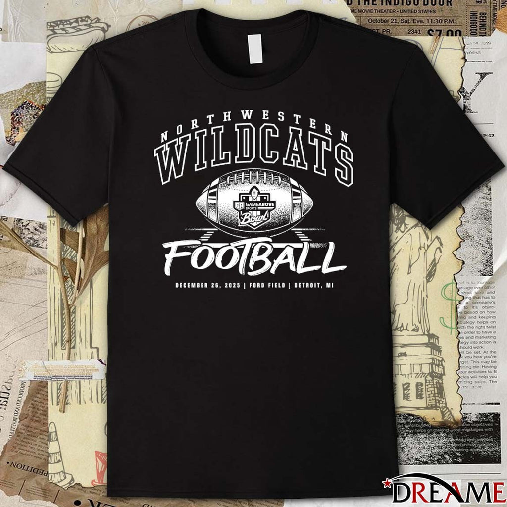 Northwestern Wildcats GameAbove Sports Bowl Football 2025 Hash Marks Ford Field Detroit MI t-shirt