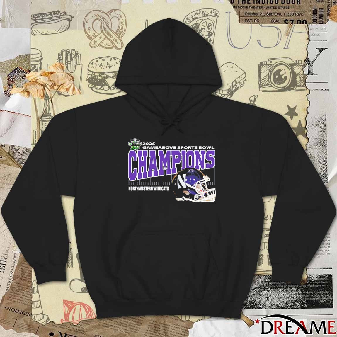Northwestern Wildcats Gameabove Sports Bowl Champions Ford Field Detroit MI 2025 Helmet t-shirt