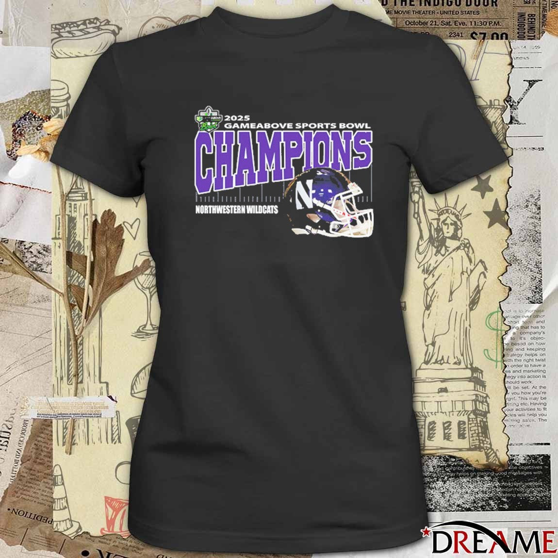 Northwestern Wildcats Gameabove Sports Bowl Champions Ford Field Detroit MI 2025 Helmet t-shirt