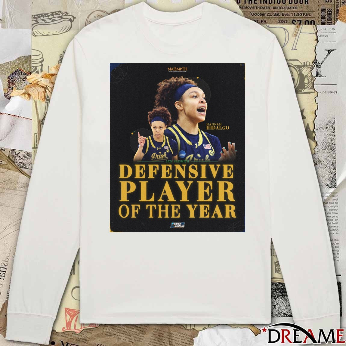 Notre Dame Fighting Irish Hannah Hidalgo 2026 Naismith Defensive Player of the Year Poster t-shirt