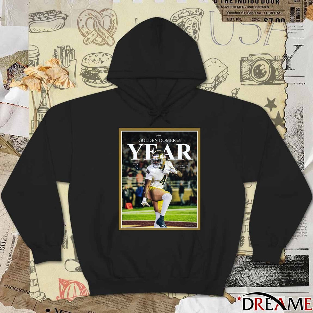 Notre Dame Fighting Irish Irish Tribune Jeremiyah Love 2025 Golden Domer of the Year Poster t-shirt