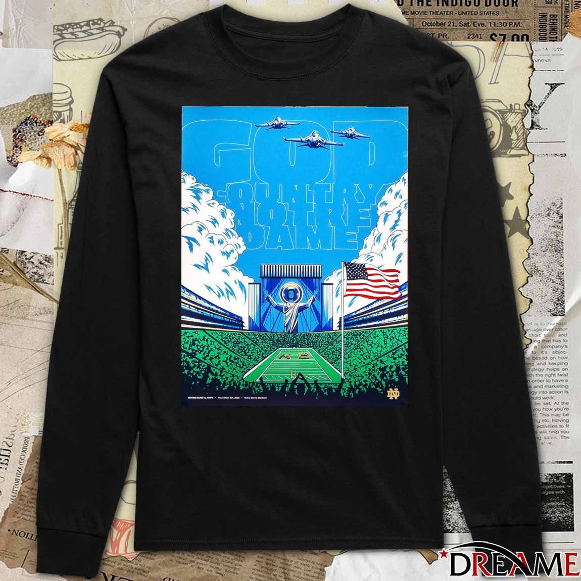 Notre Dame Fighting Irish Vs Navy Midshipmen God Country Notre Dame Touchdown Jesus November 8, 2025 Poster t-shirt