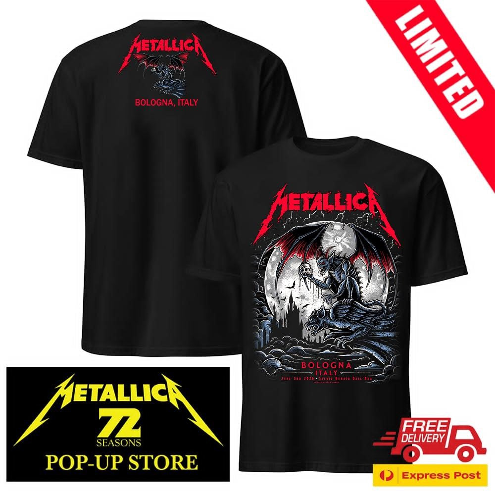 Official Metallica M72 Tour Bologna June 3rd 2026 Two-Sides Tee