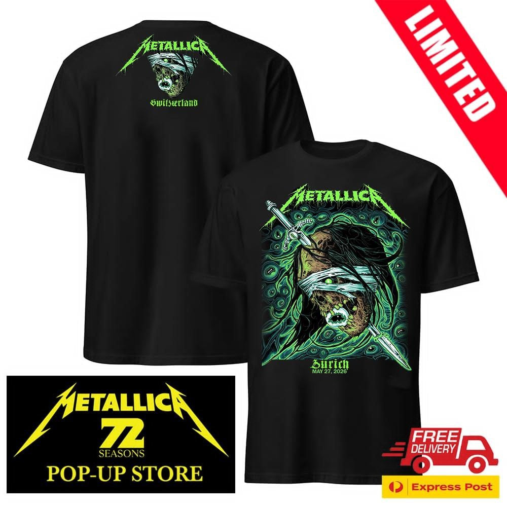 Official Metallica Pop-Up Shop Zurich 2026 Two-Sided Event Tee