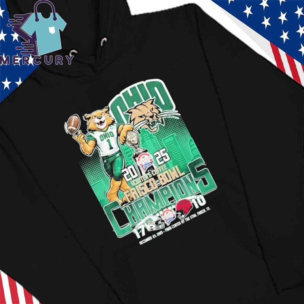 Ohio Bobcats 2025 Scooter’s Coffee Frisco Bowl Champions Mascot Shirt