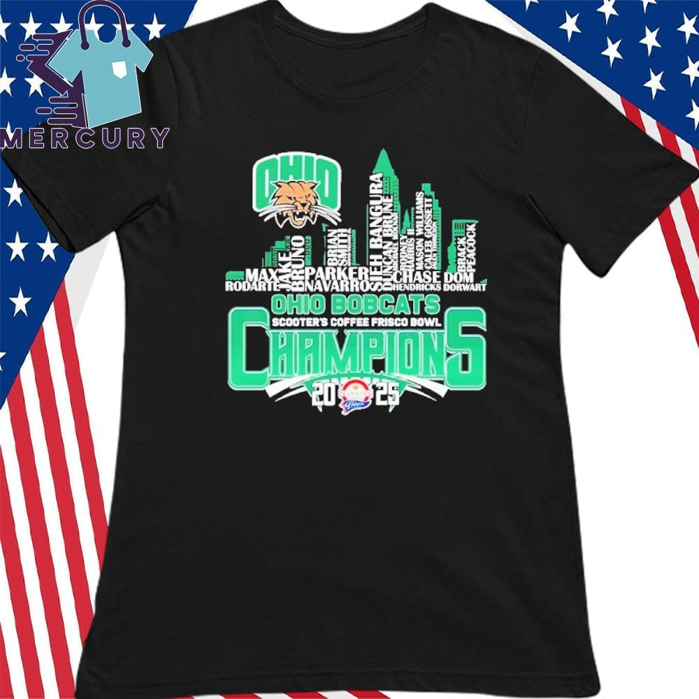 Ohio Bobcats Scooter’s Coffee Frisco Bowl Champions 2025 Football Player Names Shirt