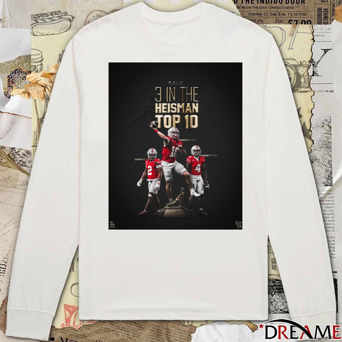 Ohio State Football 3 In The Heisman Top 10 Julian Sayin Caleb Downs and Jeremiah Smith t-shirt