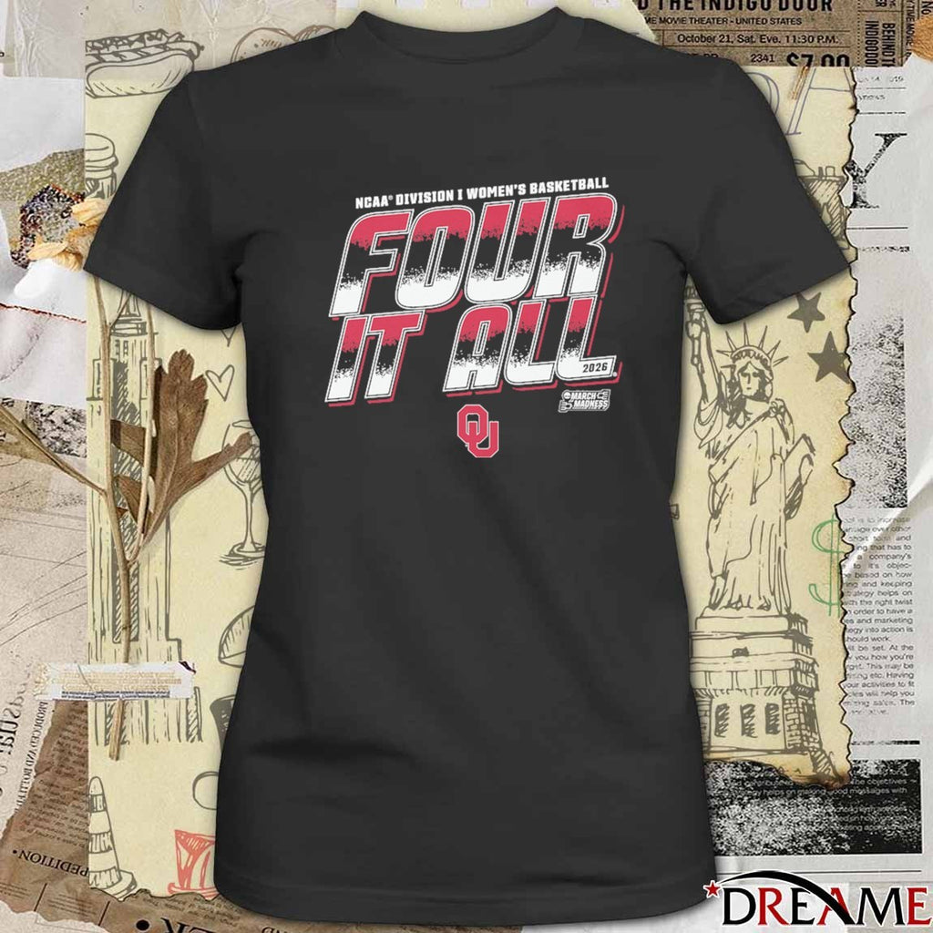 Oklahoma Sooners 2026 NCAA Division I Women’s Basketball Four It All March Madness t-shirt