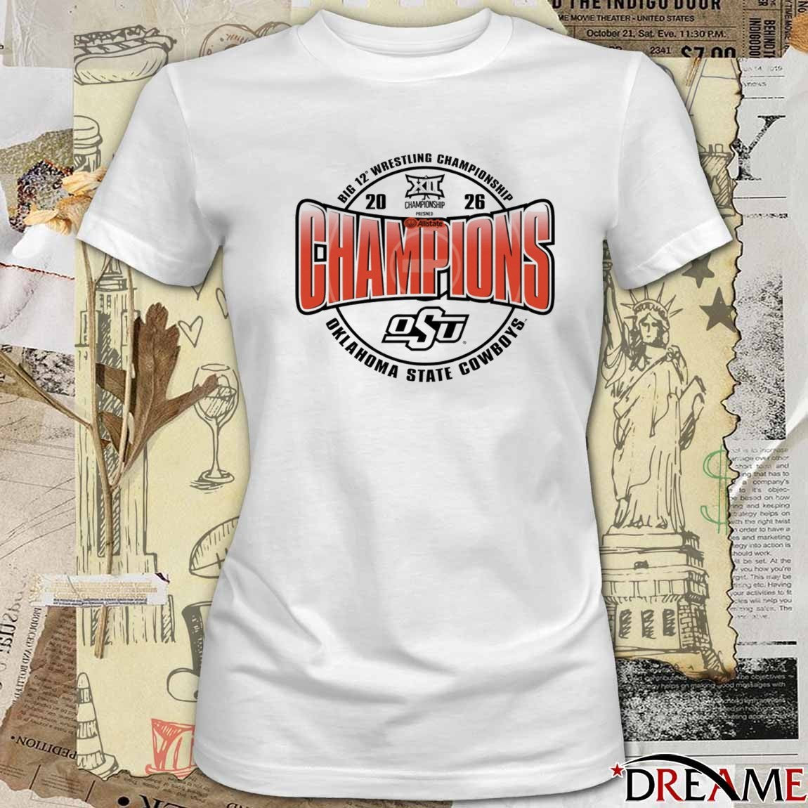 Oklahoma State Cowboys Orange Blue 84 2026 Big 12 Wrestling Champions t-shirt