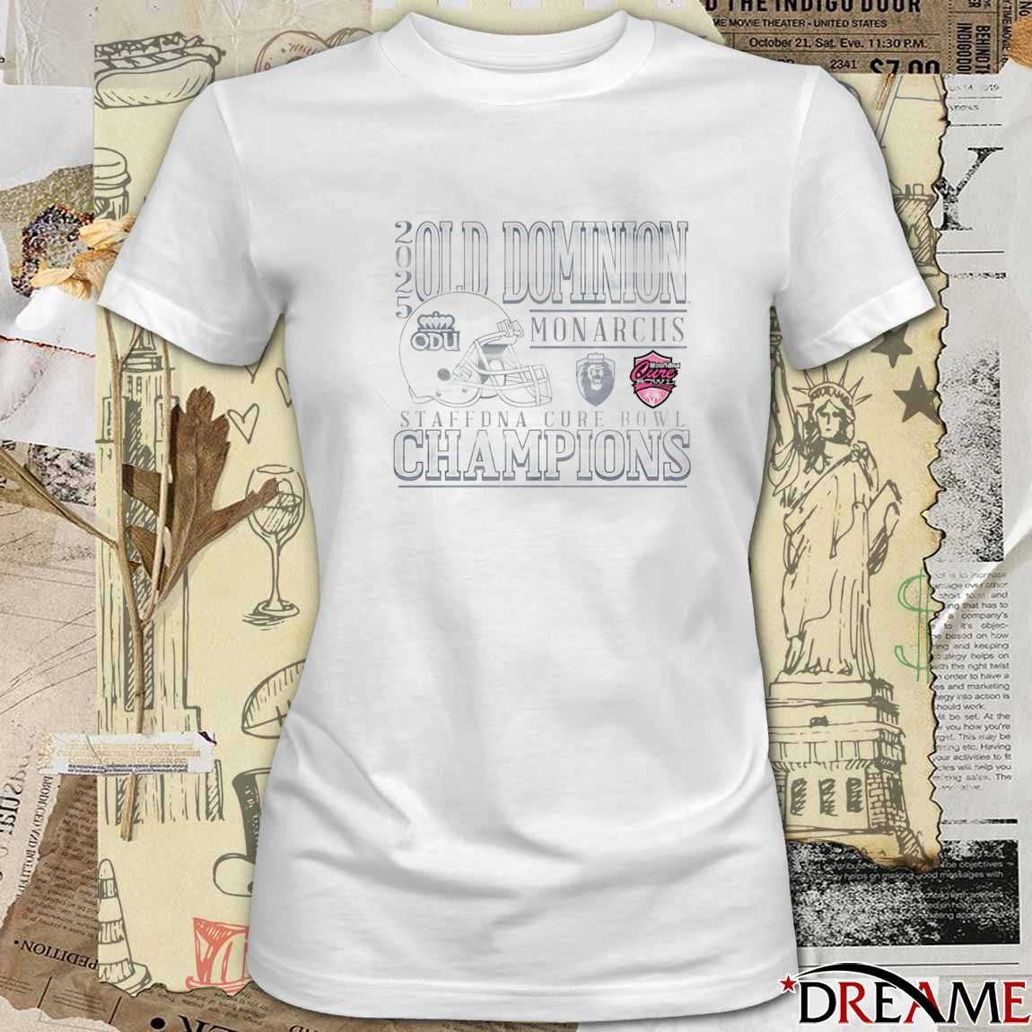 Old Dominion Monarchs 2025 StaffDNA Cure Bowl Champions t-shirt