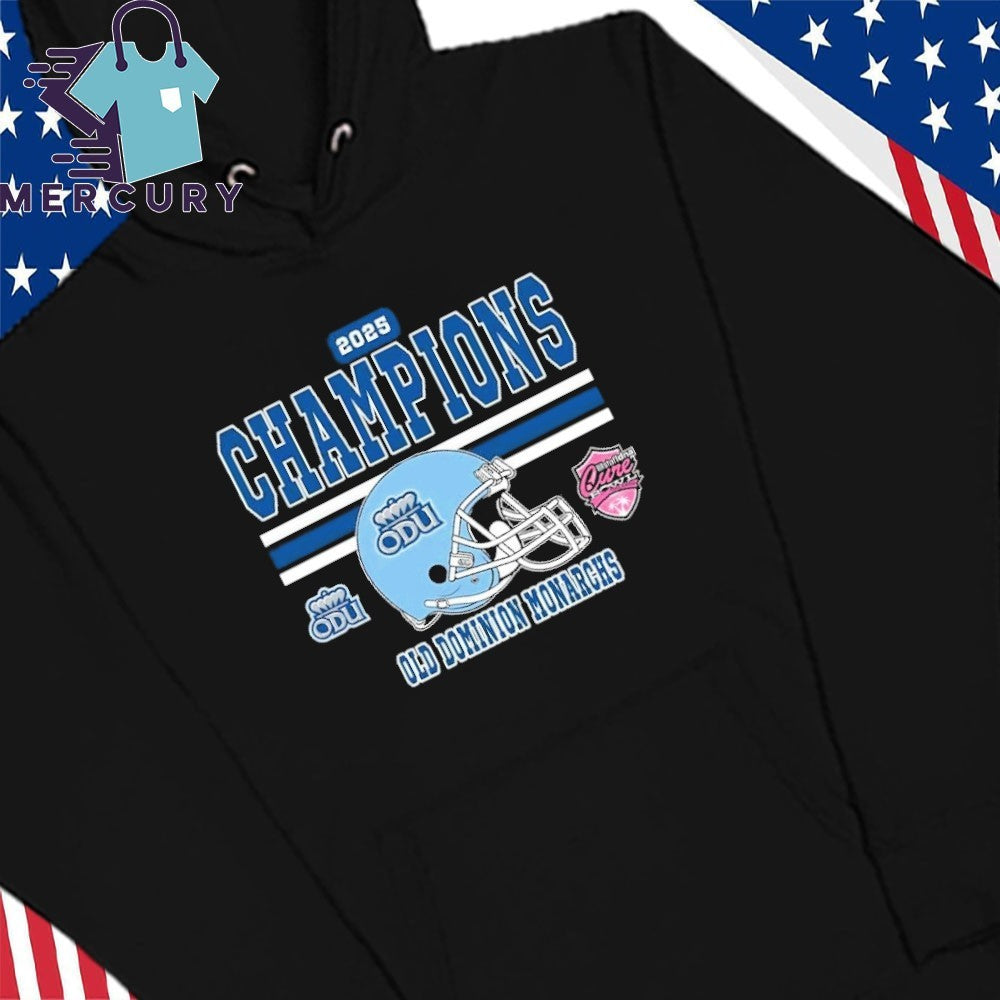 Old Dominion Monarchs Football 2025 StaffDNA Cure Bowl Champions Helmet Shirt