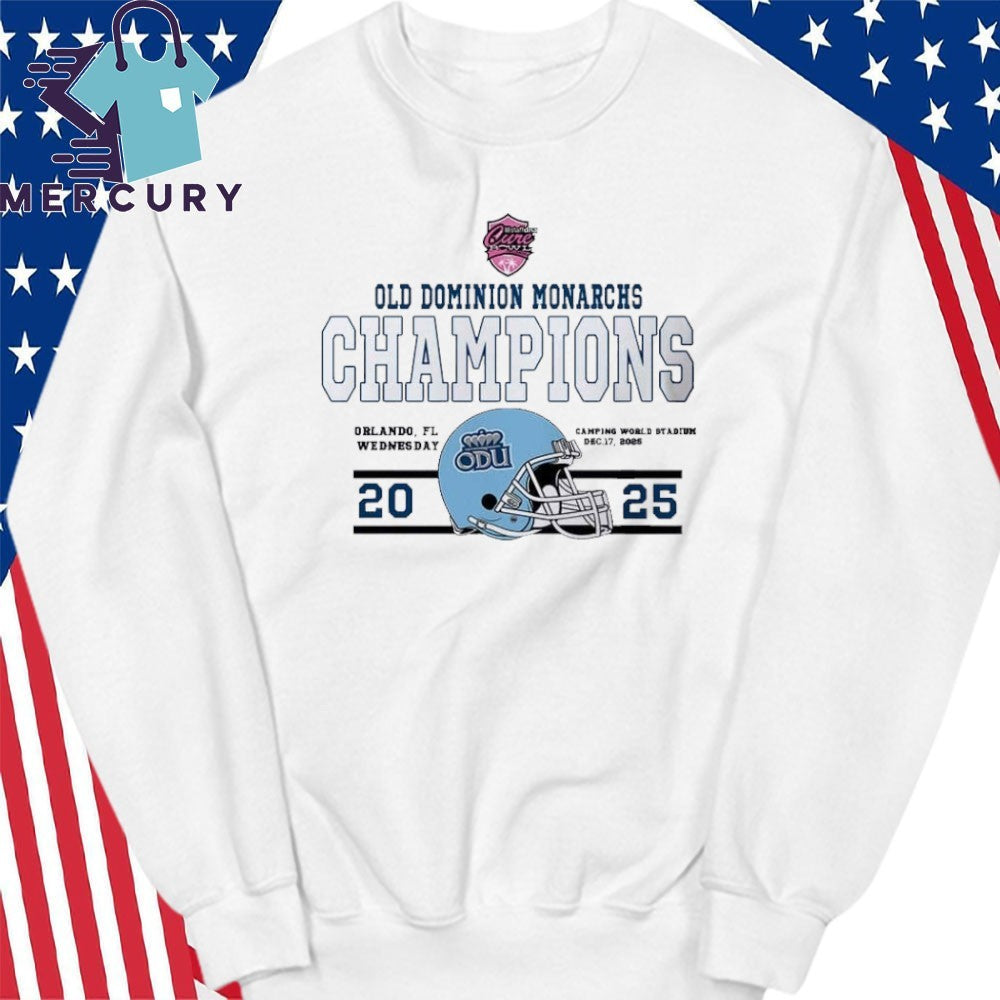 Old Dominion Monarchs Football Champions 2025 StaffDNA Cure Bowl Shirt