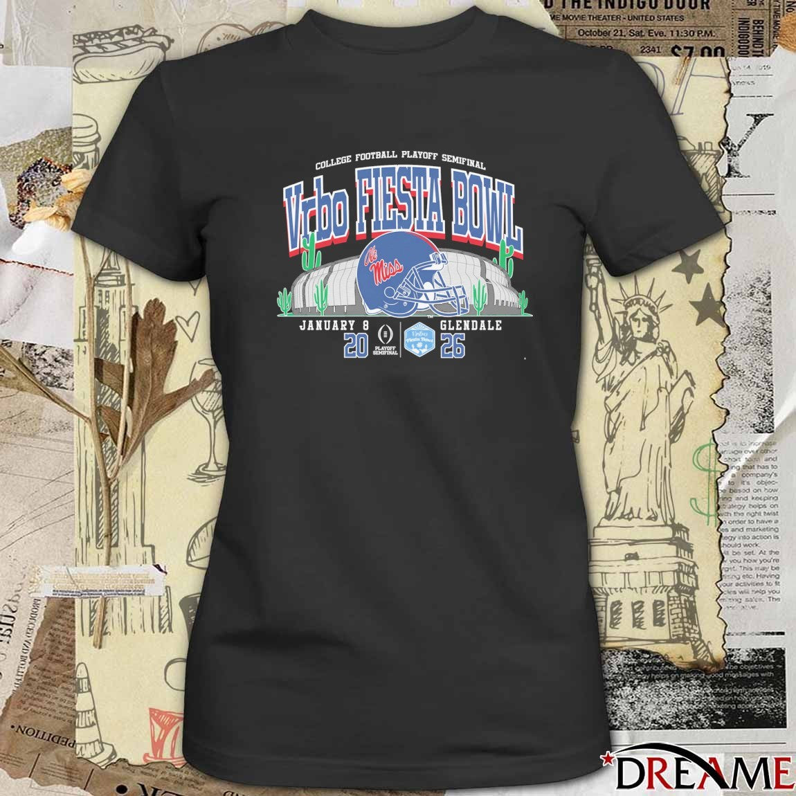 Ole Miss Football CFP Semifinal Vrbo Fiesta Bowl Cactus Football Glendale Helmet t-shirt