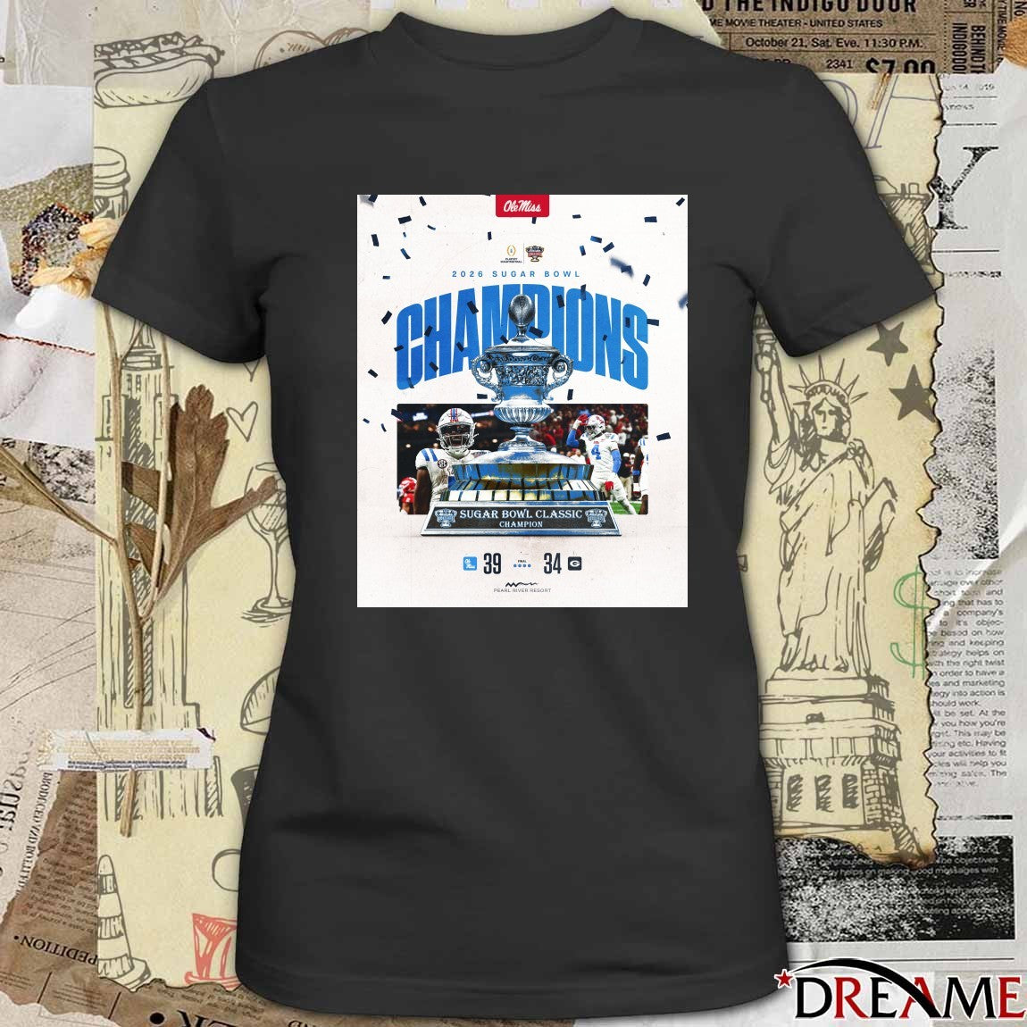 Ole Miss Vs Georgia Final Score 39 – 34 2026 Sugar Bowl Classic Champions Poster t-shirt