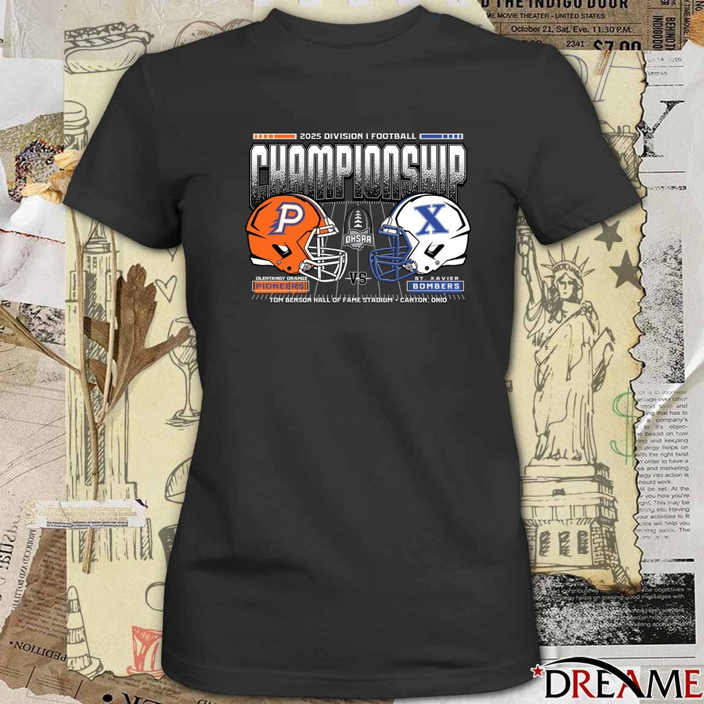 Olentangy Orange Pioneers Vs St Xavier Bombers 2025 OHSAA Football D1 H2H State Championship t-shirt