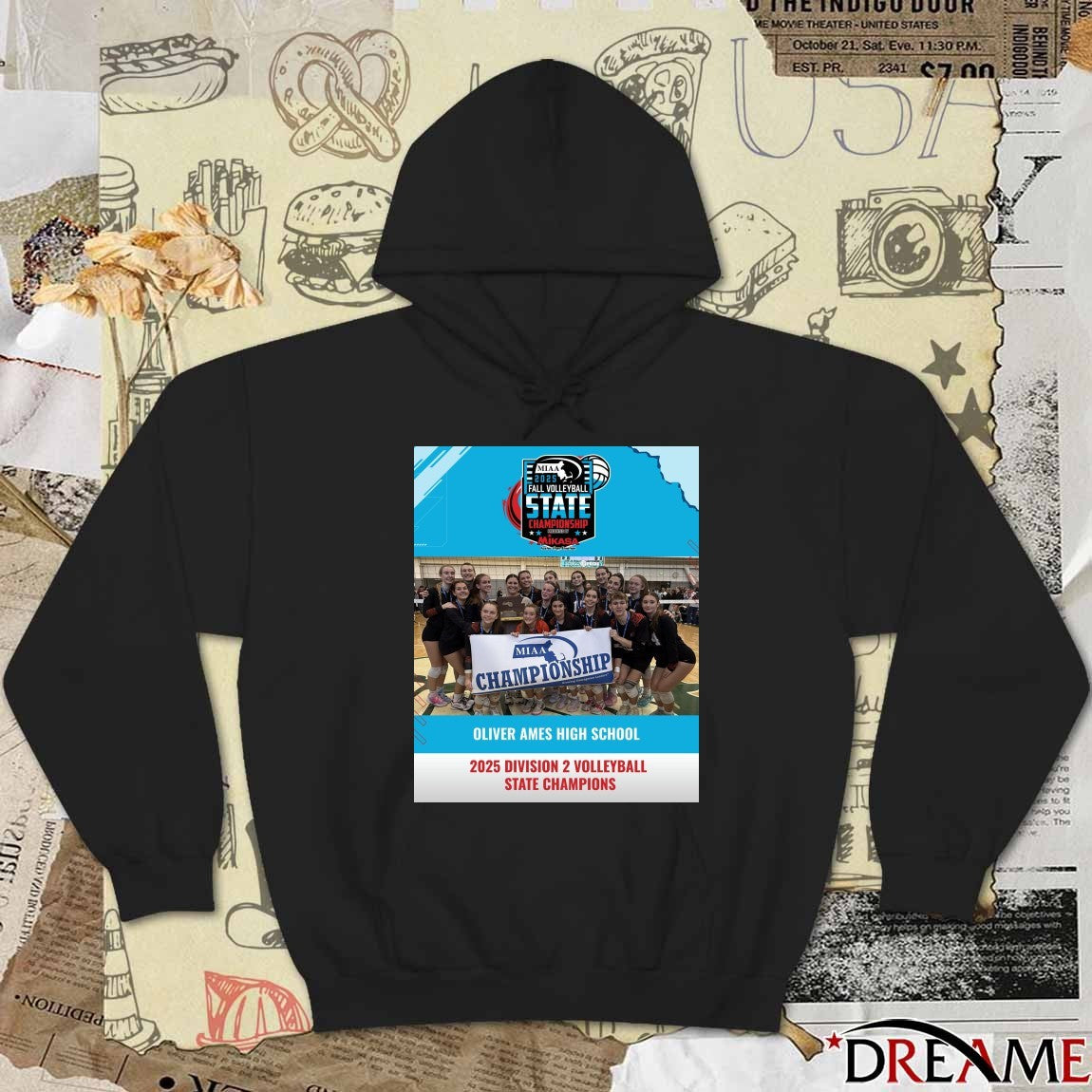 Oliver Ames High School 2025 Division 2 Volleyball State Champions Poster t-shirt