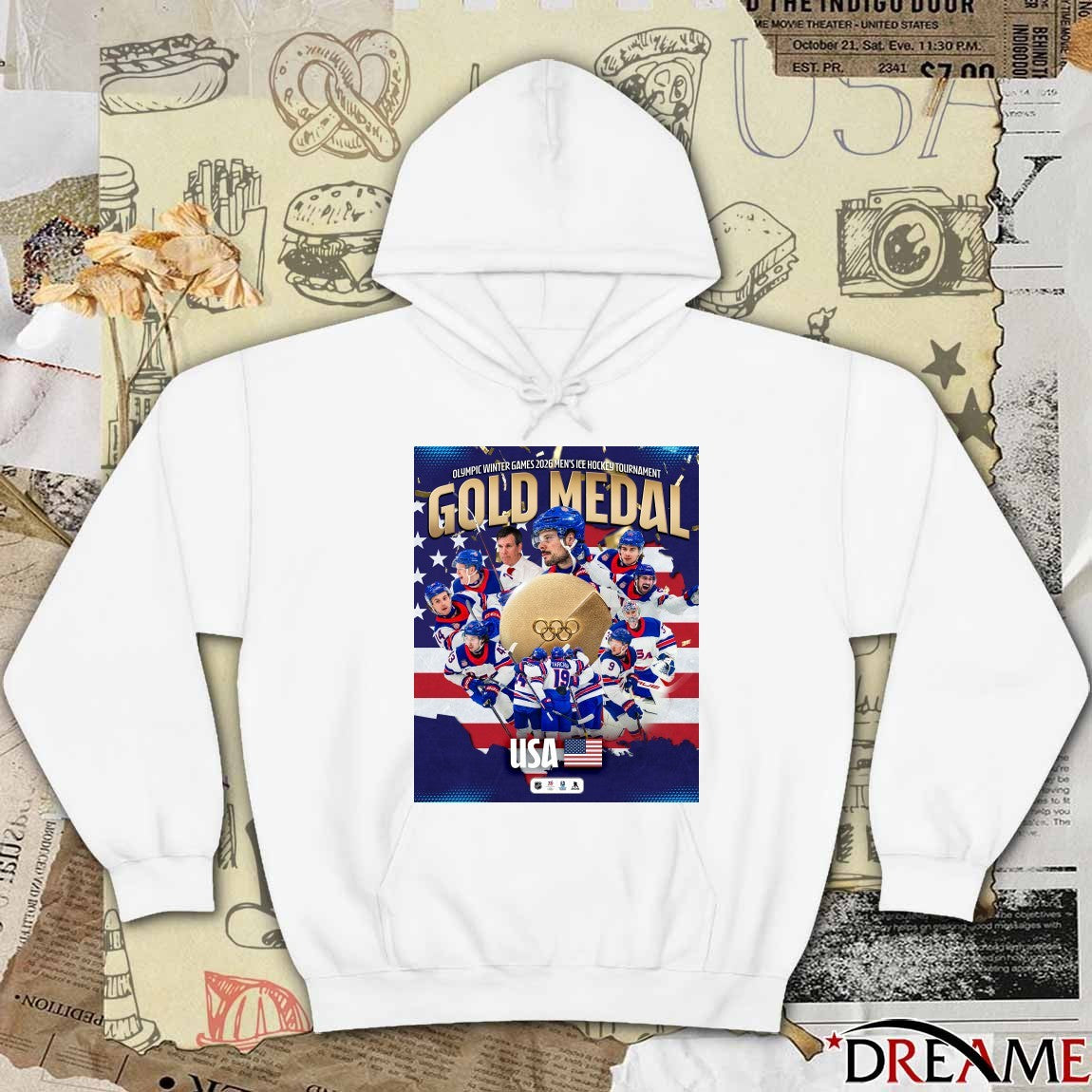 Olympic Winter Games 2026 Men’s Ice Hockey Tournament Gold Medal Team USA Poster t-shirt